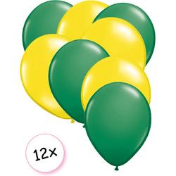 Ballonnen Groen & Geel 12 stuks 27 cm